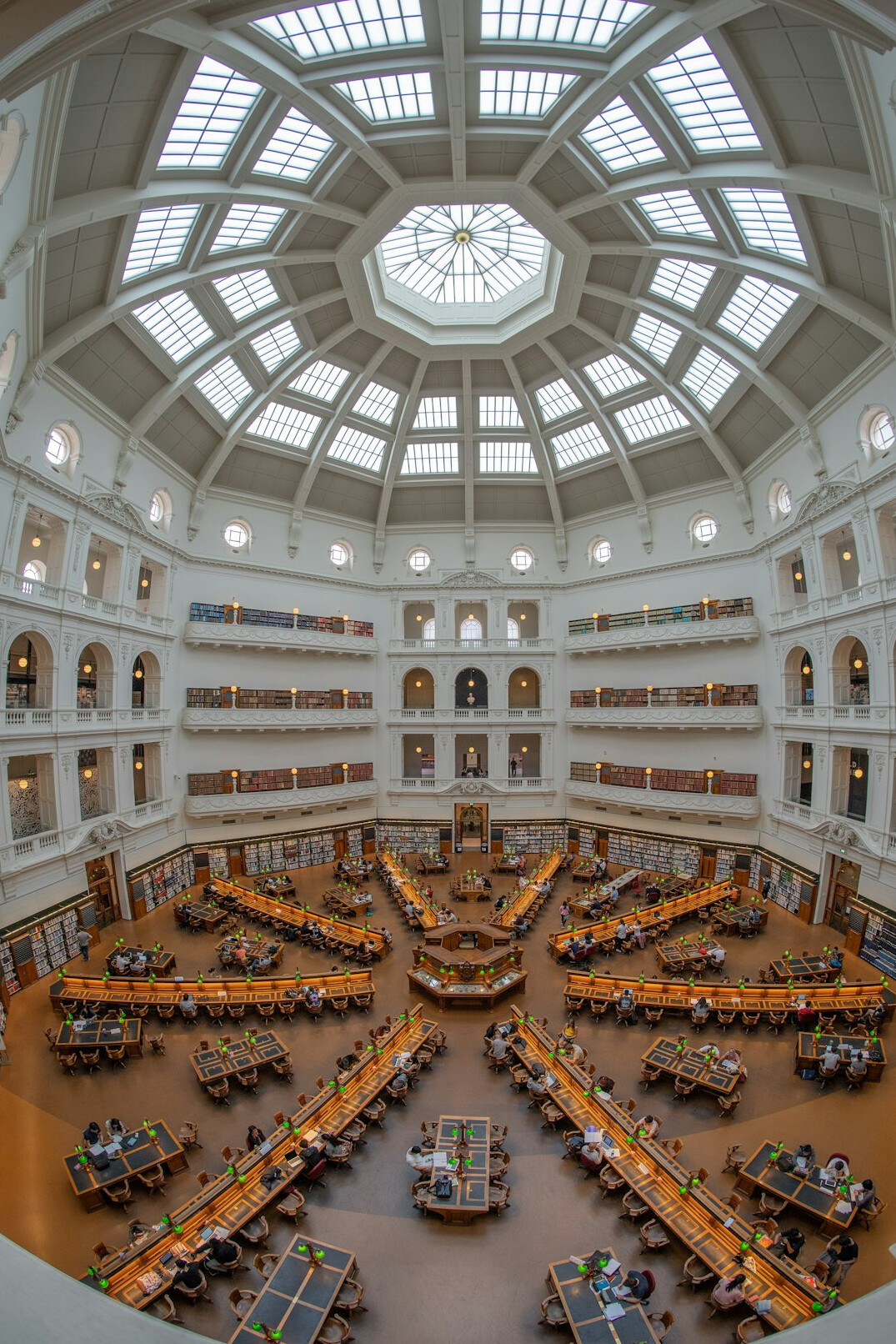 Grand library with arched ceilings