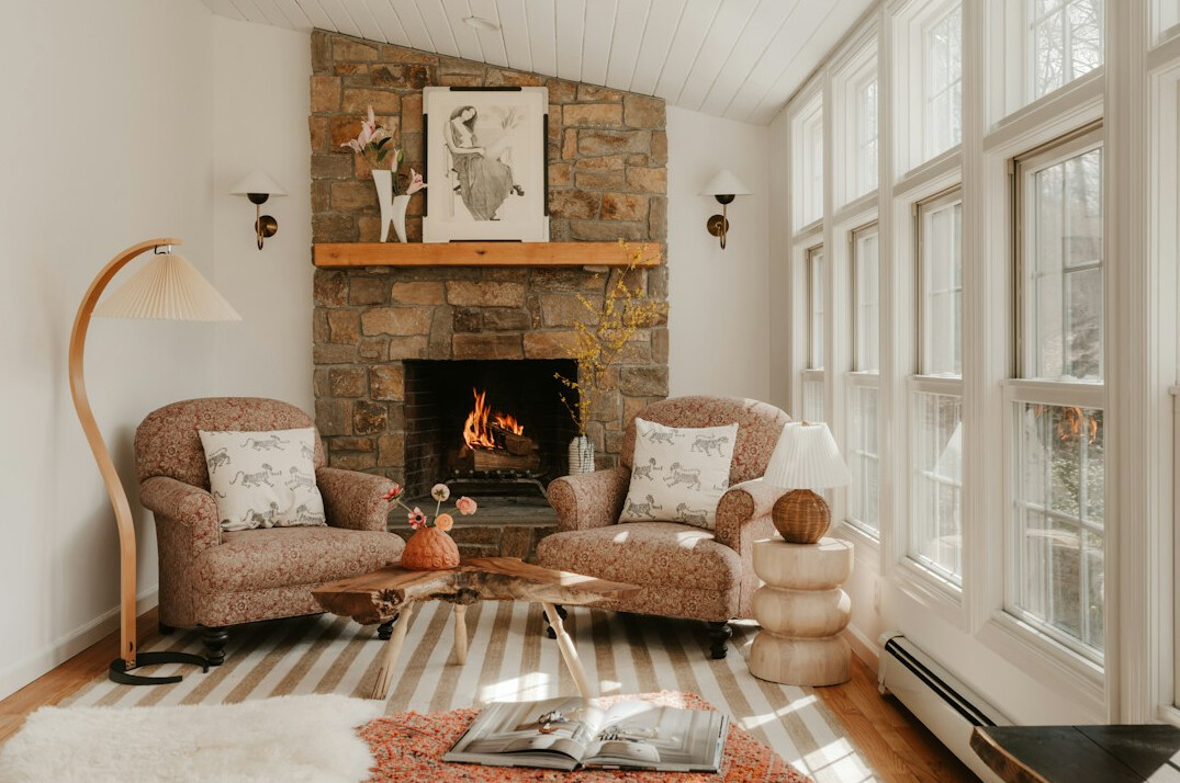 Bright modern reading room with large windows